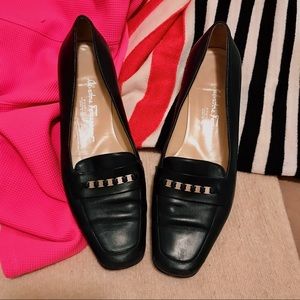 Navy Ferragamo Flats